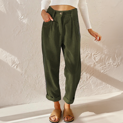 High-Waisted Corduroy Trousers for Women