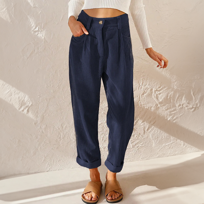 High-Waisted Corduroy Trousers for Women