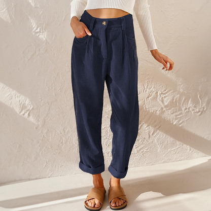 High-Waisted Corduroy Trousers for Women