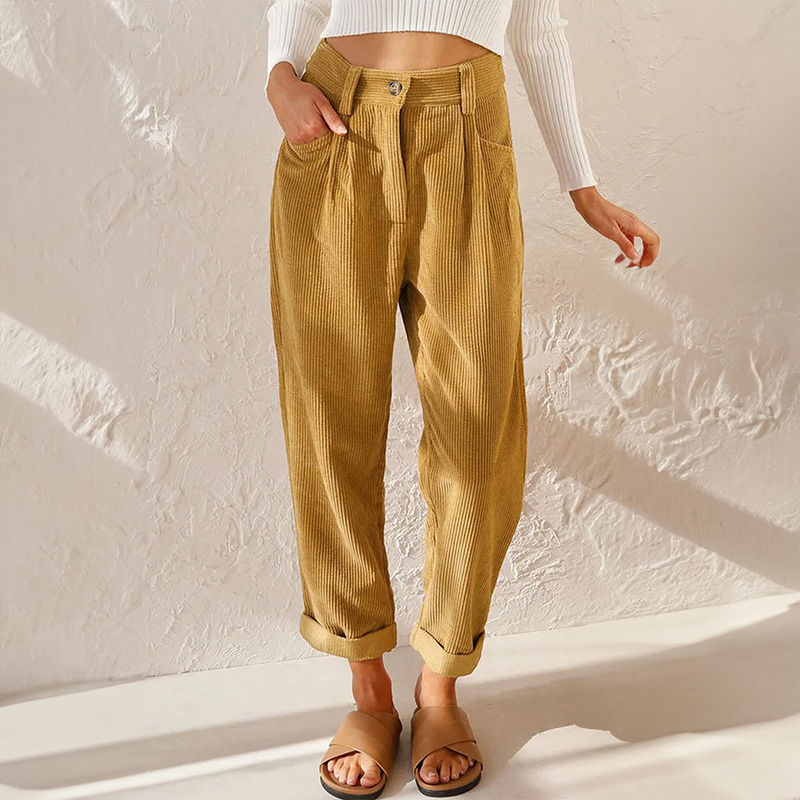 High-Waisted Corduroy Trousers for Women