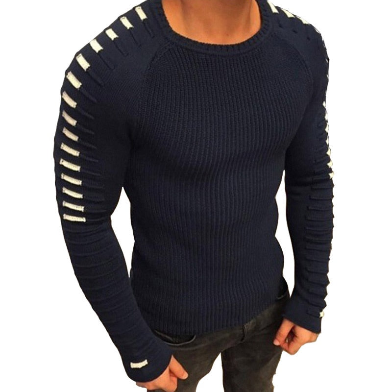 Long Pleated Knitted Sweater for Men