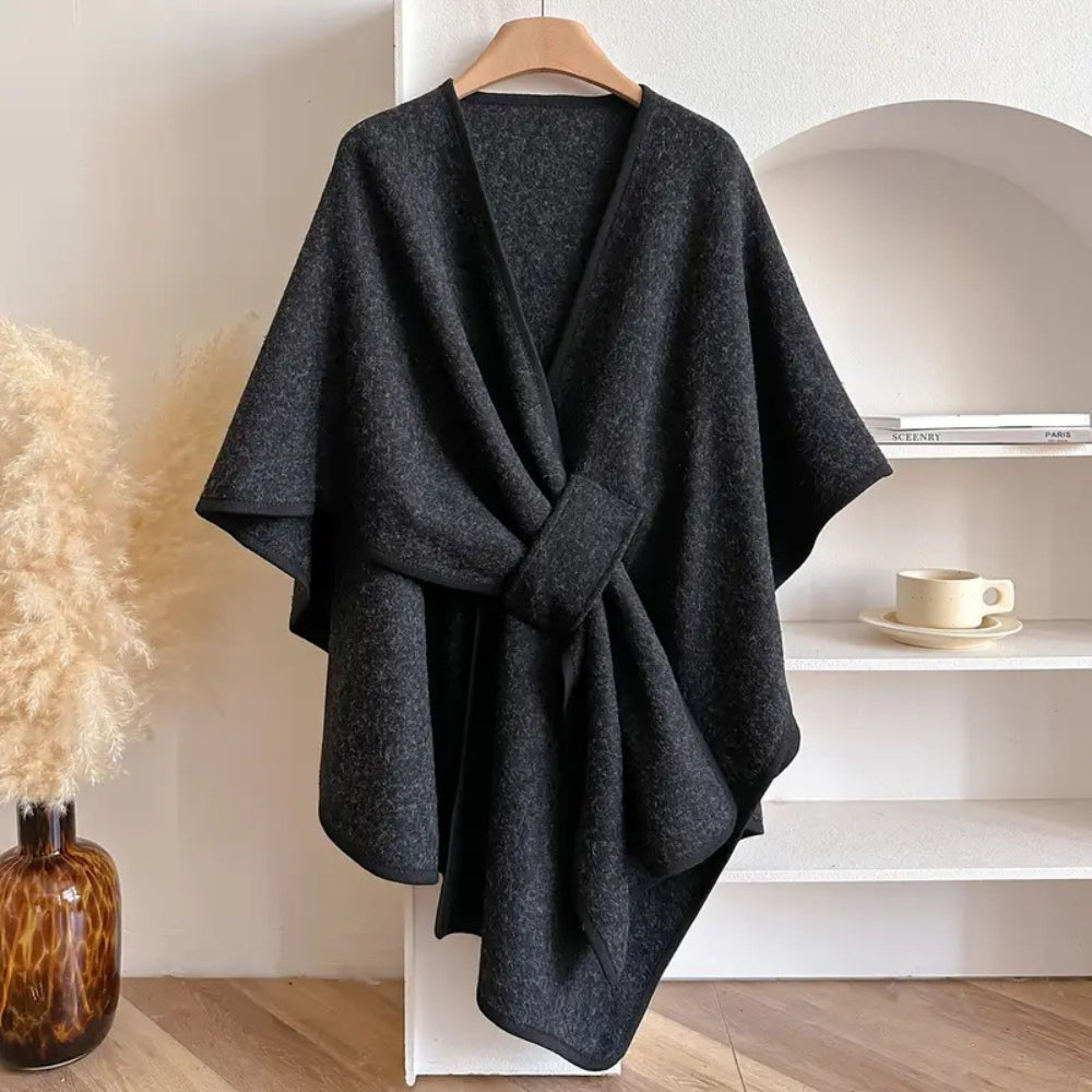 Elegant Wrap Shawl Coat - Windproof Outerwear