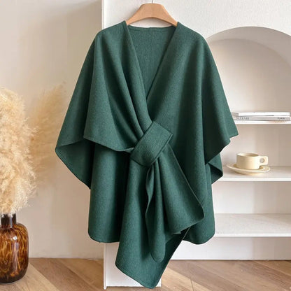 Elegant Wrap Shawl Coat - Windproof Outerwear