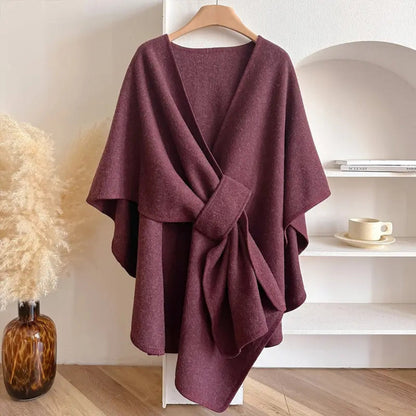Elegant Wrap Shawl Coat - Windproof Outerwear