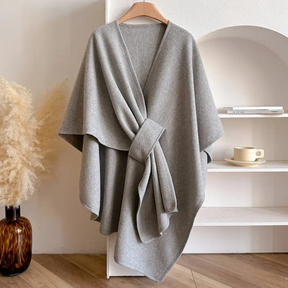 Elegant Wrap Shawl Coat - Windproof Outerwear