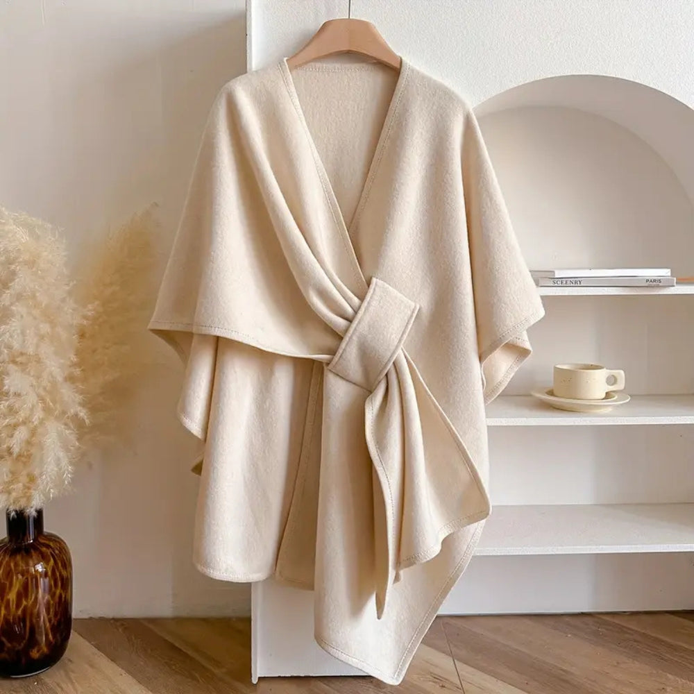 Elegant Wrap Shawl Coat - Windproof Outerwear