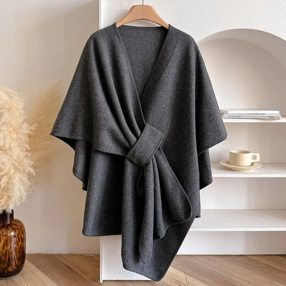 Elegant Wrap Shawl Coat - Windproof Outerwear