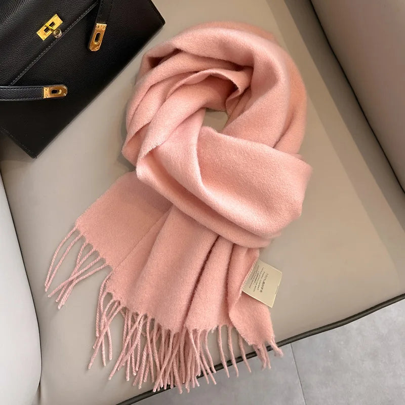 Lyvara Wool Narrow Scarf - Unisex Solid Color Warm & Soft