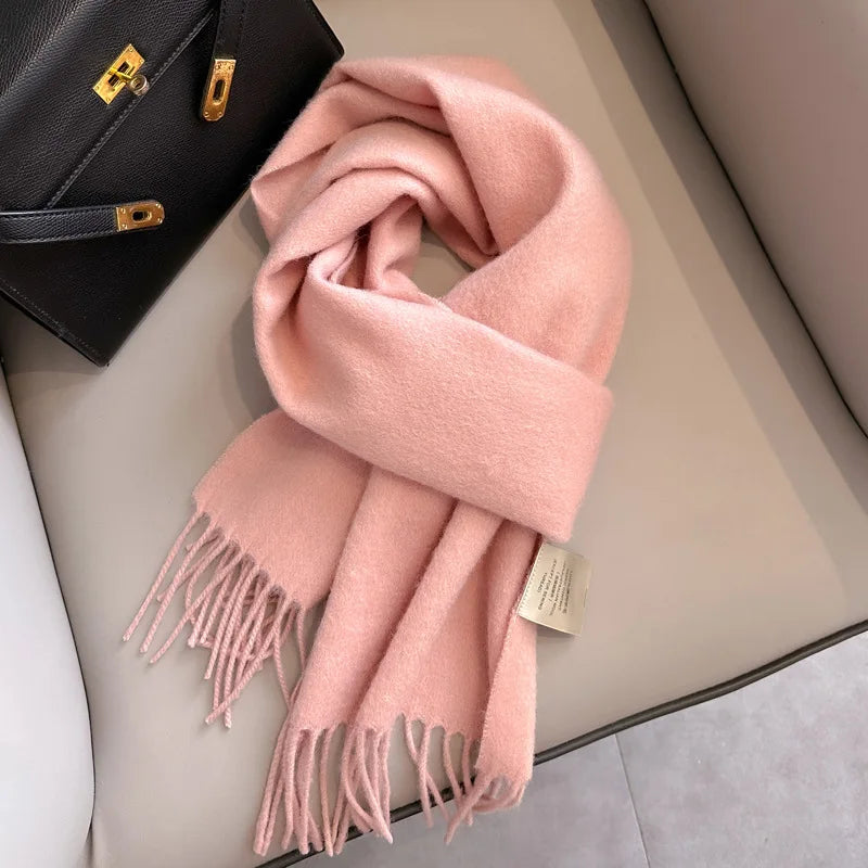 Lyvara Wool Narrow Scarf - Unisex Solid Color Warm & Soft