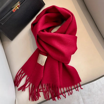 Lyvara Wool Narrow Scarf - Unisex Solid Color Warm & Soft