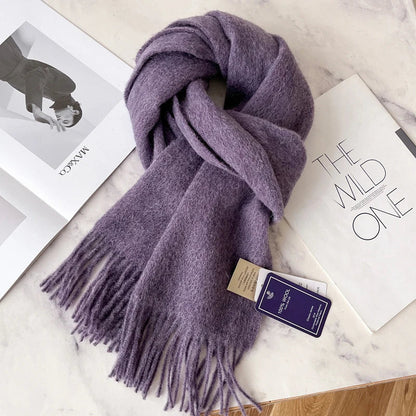 Lyvara Wool Narrow Scarf - Unisex Solid Color Warm & Soft