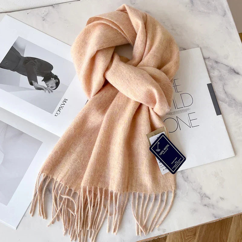 Lyvara Wool Narrow Scarf - Unisex Solid Color Warm & Soft