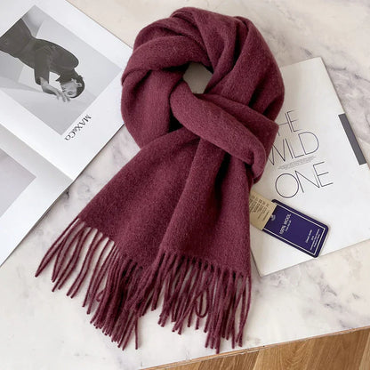 Lyvara Wool Narrow Scarf - Unisex Solid Color Warm & Soft