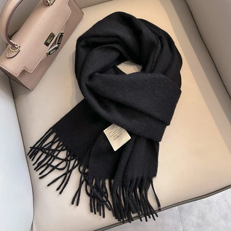 Lyvara Wool Narrow Scarf - Unisex Solid Color Warm & Soft
