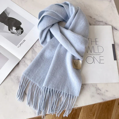 Lyvara Wool Narrow Scarf - Unisex Solid Color Warm & Soft