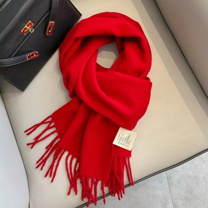 Lyvara Wool Narrow Scarf - Unisex Solid Color Warm & Soft