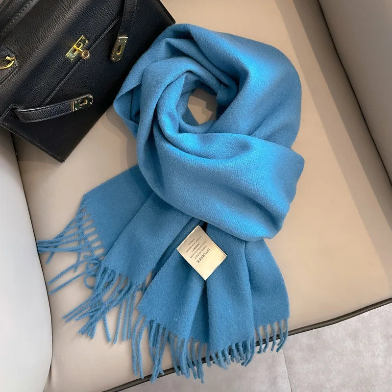 Lyvara Wool Narrow Scarf - Unisex Solid Color Warm & Soft