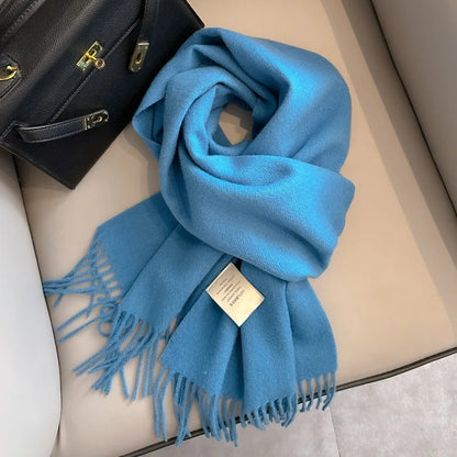 Lyvara Wool Narrow Scarf - Unisex Solid Color Warm & Soft