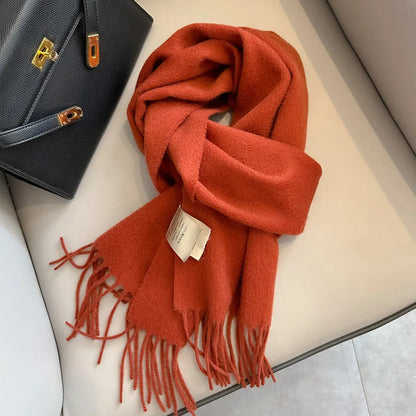 Lyvara Wool Narrow Scarf - Unisex Solid Color Warm & Soft