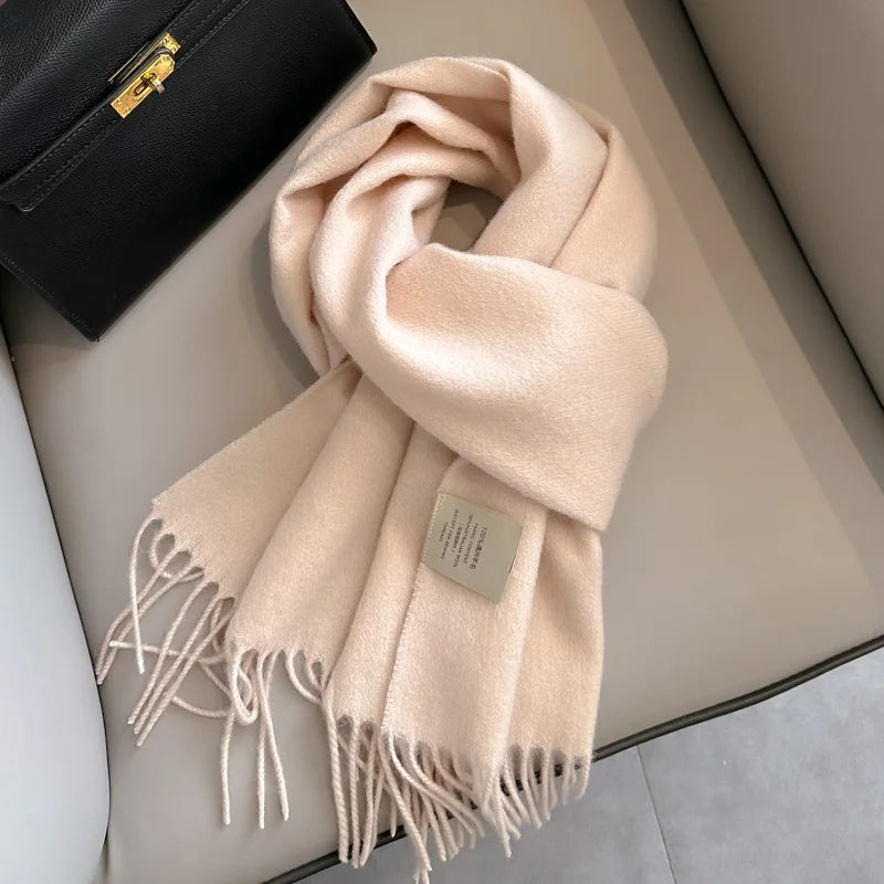 Lyvara Wool Narrow Scarf - Unisex Solid Color Warm & Soft