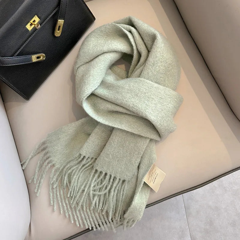 Lyvara Wool Narrow Scarf - Unisex Solid Color Warm & Soft