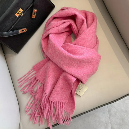 Lyvara Wool Narrow Scarf - Unisex Solid Color Warm & Soft