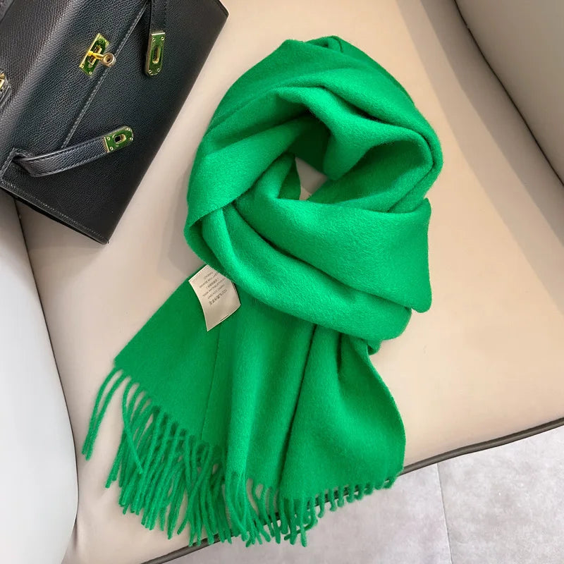 Lyvara Wool Narrow Scarf - Unisex Solid Color Warm & Soft