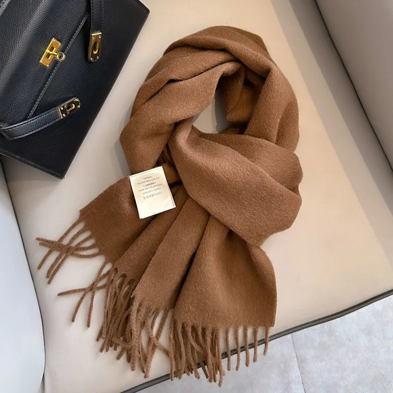 Lyvara Wool Narrow Scarf - Unisex Solid Color Warm & Soft