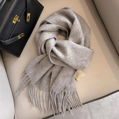 Lyvara Wool Narrow Scarf - Unisex Solid Color Warm & Soft