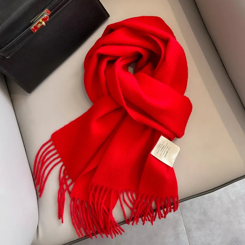 Lyvara Wool Narrow Scarf - Unisex Solid Color Warm & Soft