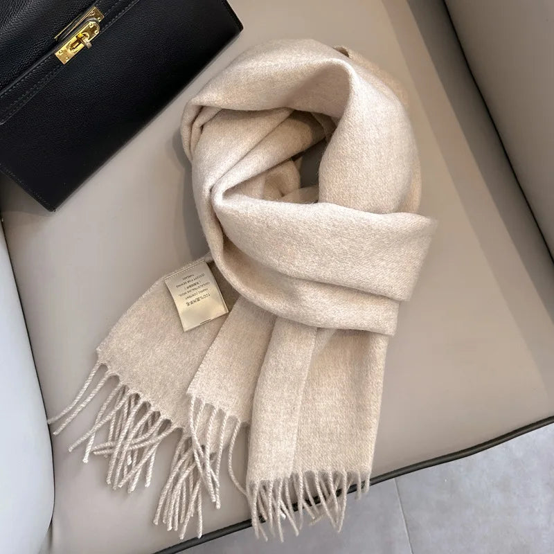 Lyvara Wool Narrow Scarf - Unisex Solid Color Warm & Soft