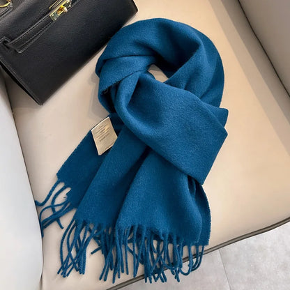 Lyvara Wool Narrow Scarf - Unisex Solid Color Warm & Soft