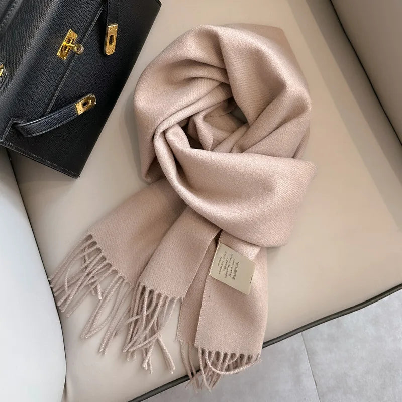 Lyvara Wool Narrow Scarf - Unisex Solid Color Warm & Soft