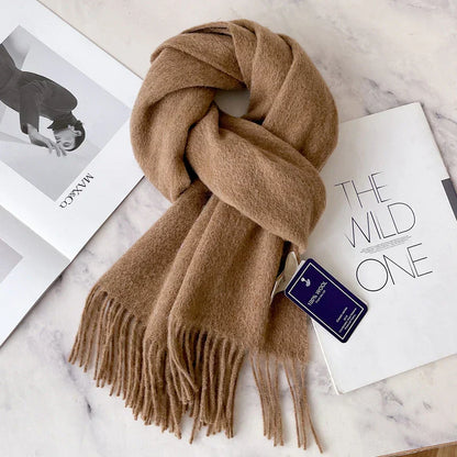 Lyvara Wool Narrow Scarf - Unisex Solid Color Warm & Soft