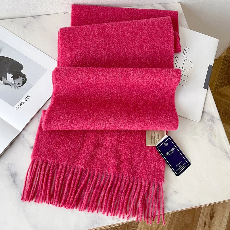 Lyvara Wool Narrow Scarf - Unisex Solid Color Warm & Soft