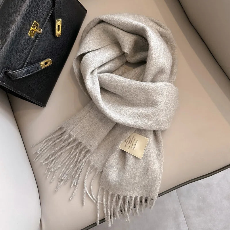 Lyvara Wool Narrow Scarf - Unisex Solid Color Warm & Soft