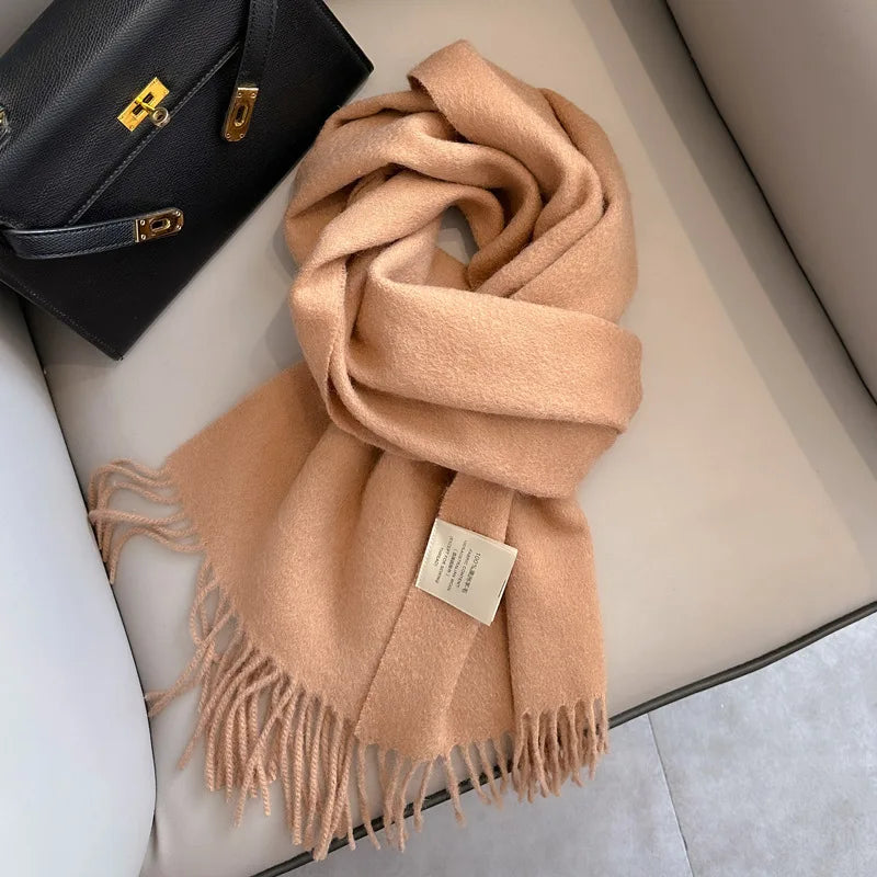 Lyvara Wool Narrow Scarf - Unisex Solid Color Warm & Soft