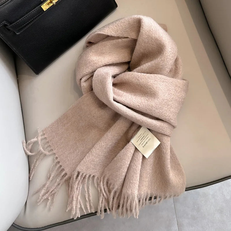 Lyvara Wool Narrow Scarf - Unisex Solid Color Warm & Soft