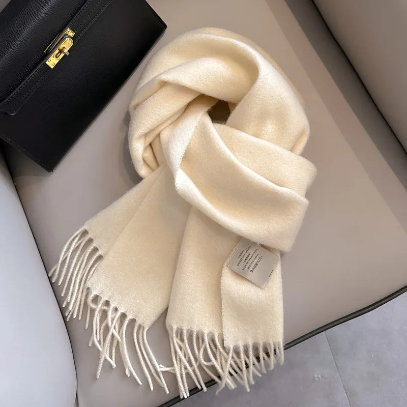 Lyvara Wool Narrow Scarf - Unisex Solid Color Warm & Soft