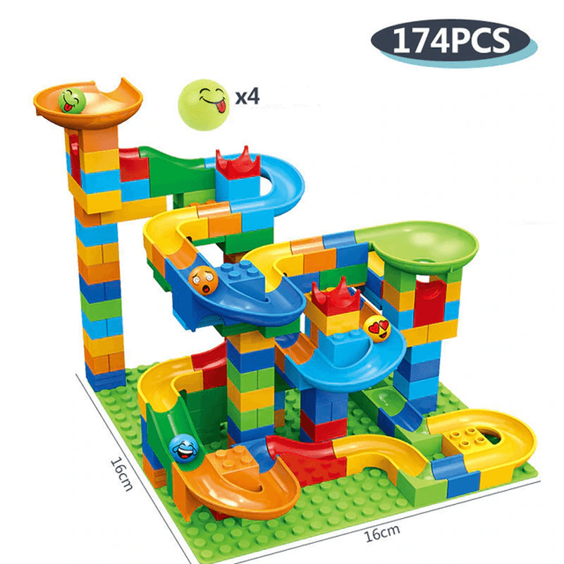 Ball Track Building Blocks - Fun Maze with Slides for Kids - Educational
