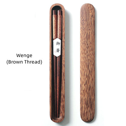 MASU Black Walnut Chopsticks with Decorative Thread in Wooden Box