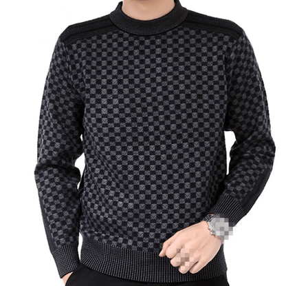 Men's Checked Knit Turtleneck Sweater