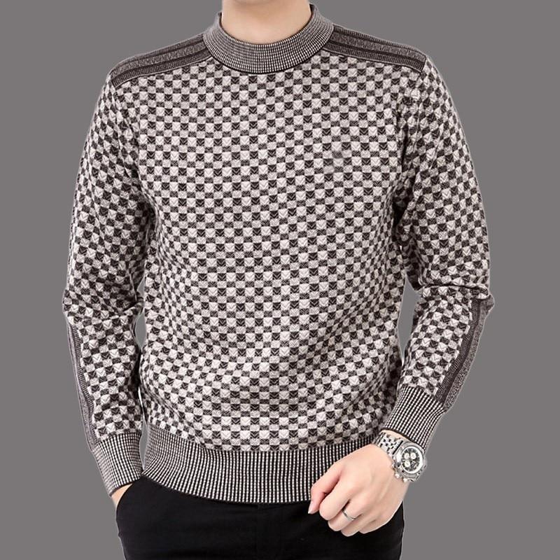 Men's Checked Knit Turtleneck Sweater