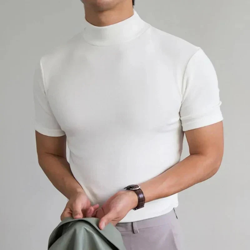 Men's T-shirt High Collar Casual for Daily Use