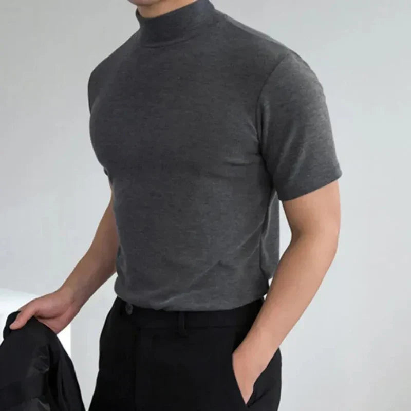 Men's T-shirt High Collar Casual for Daily Use