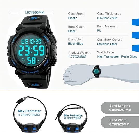 Men's Digital Sport Watch - Water Resistant