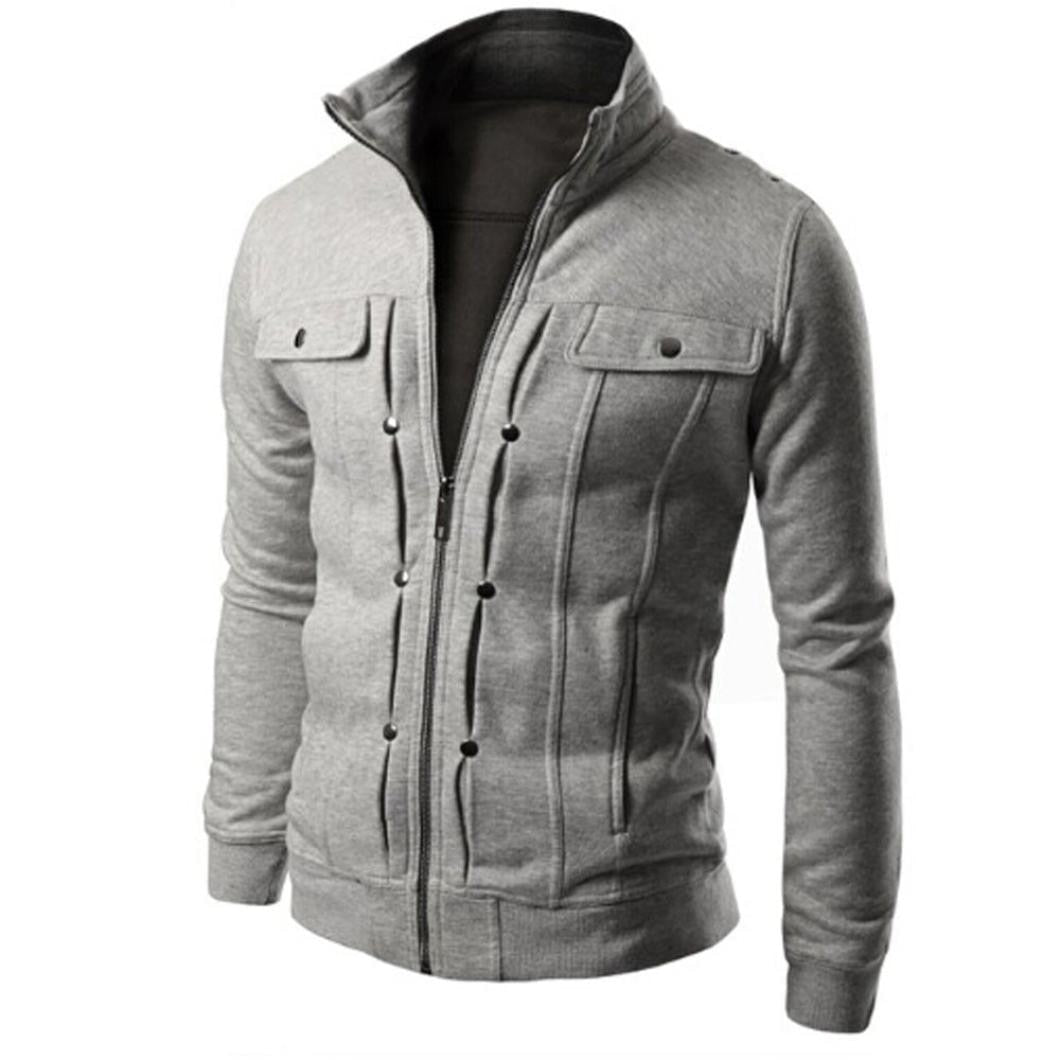 Men's Full Zip Jacket with Stand Collar