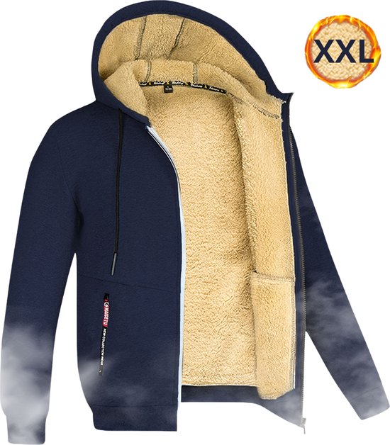 Men's Zipper Hoodie Made of Lambswool for Winter