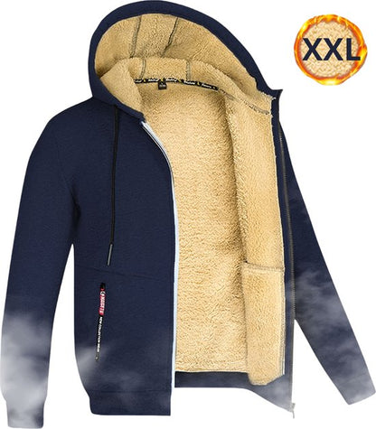 Men's Zipper Hoodie Made of Lambswool for Winter
