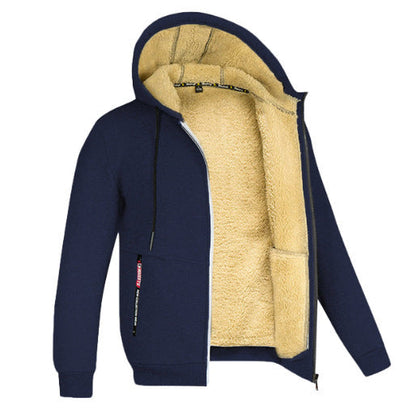 Men's Zipper Hoodie Made of Lambswool for Winter